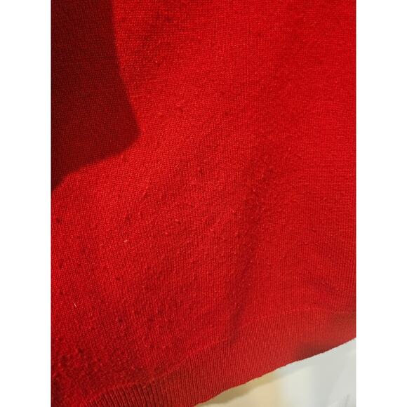 Vintage Polo Ralph Lauren Lambswool Sweater Mens Large Red V-Neck Navy Pony Logo - Picture 4 of 5
